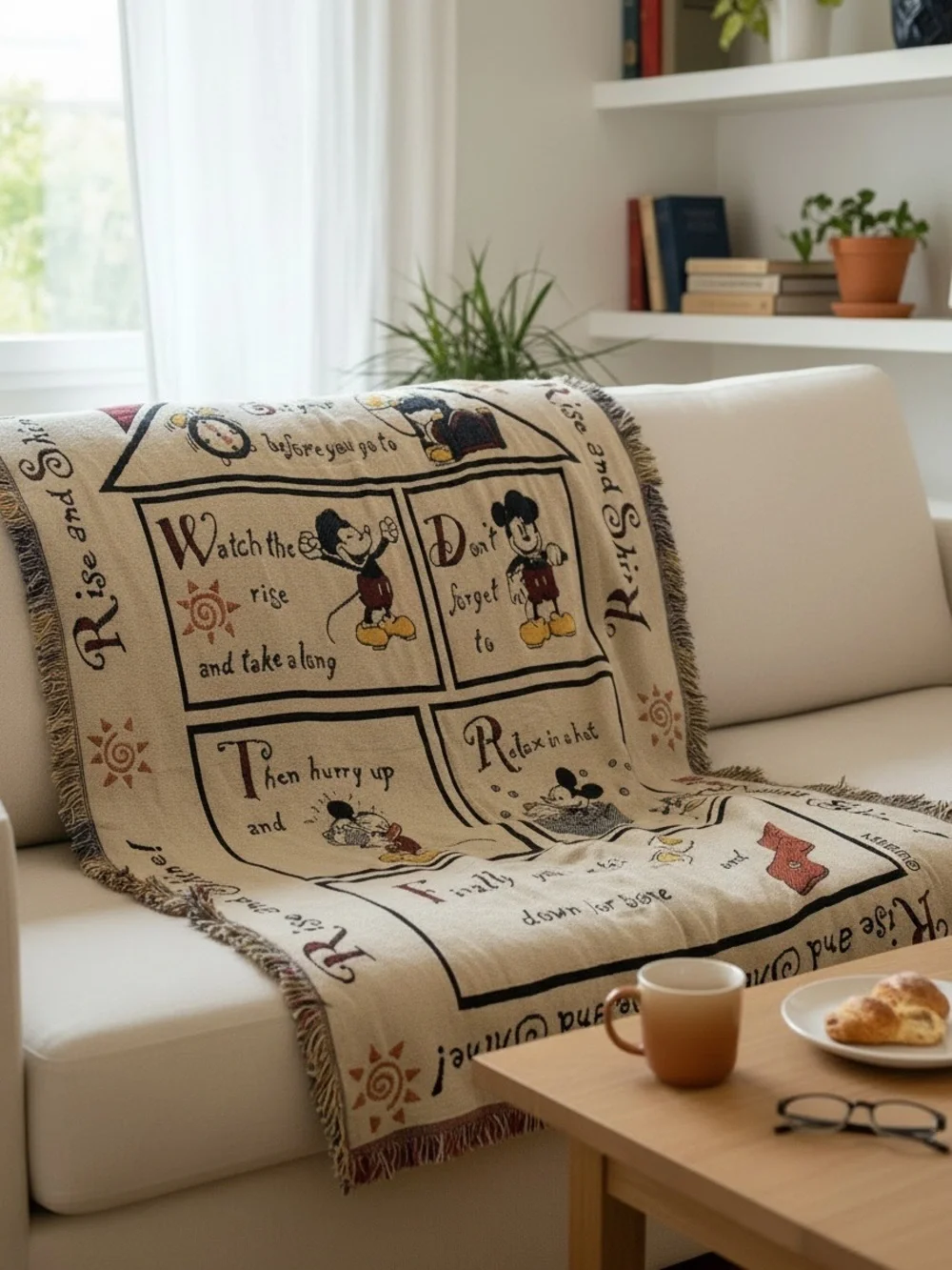 Disney Micky Mouse Rise and Shine Morning Routine Woven Blanket